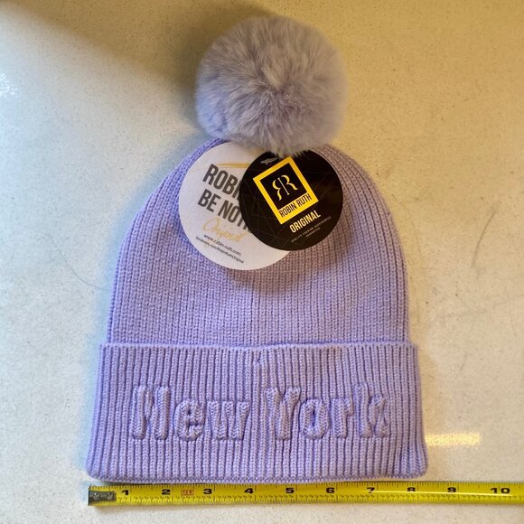 Lavender Beanie Pompom New York Logo Unisex NWT - Picture 7 of 11